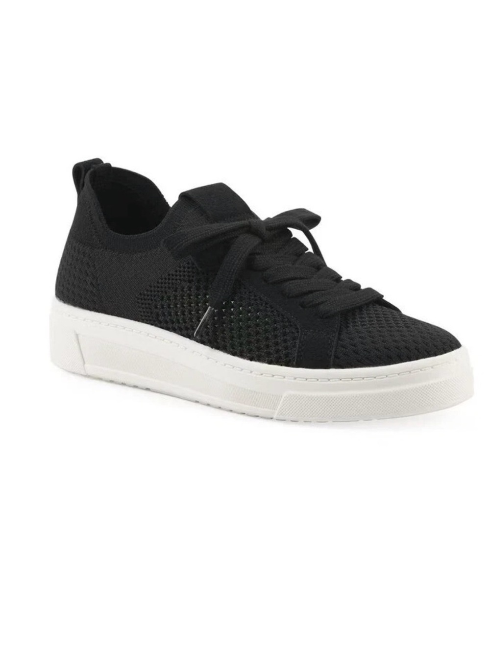 White Mountain Women's Lightweight Knit Lace-up Sneaker BLACK Size 8